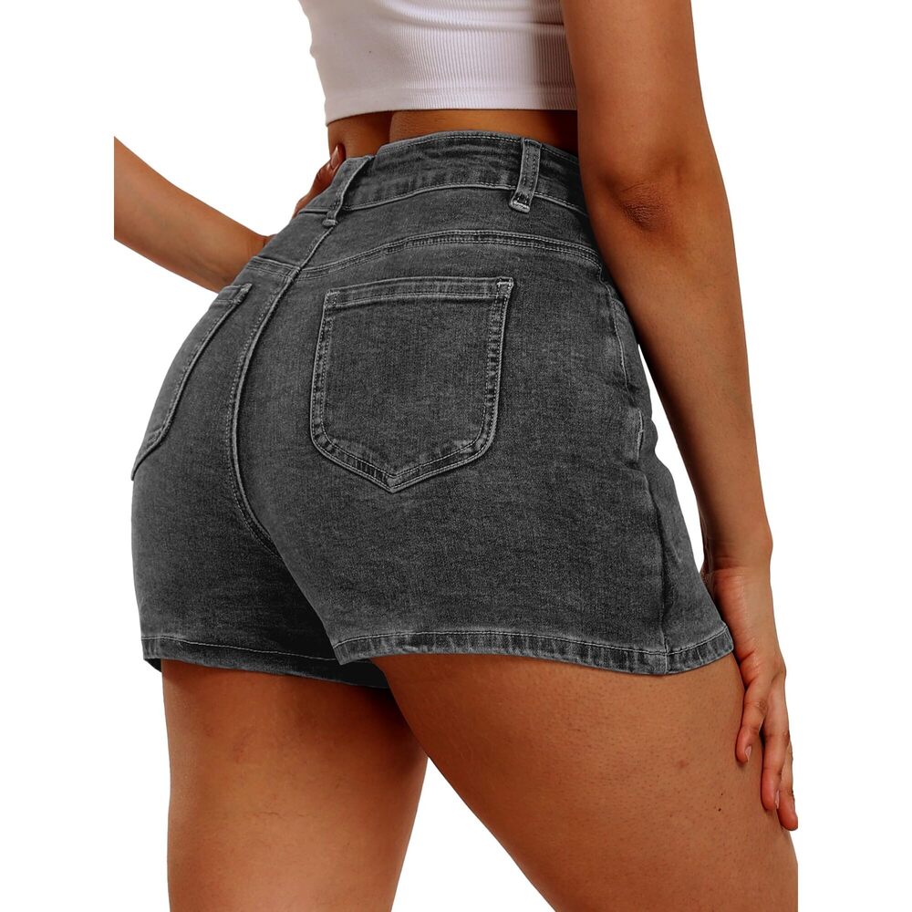 3029 Skorts Skirts Denim Mini Skirt Side Slit with High Waisted Jean Shorts - Picture 3 of 5